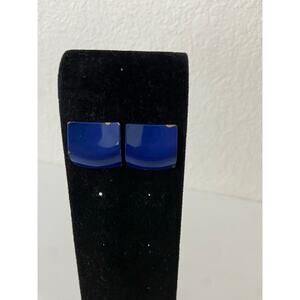 Blue square earrings